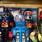 blue and black robot figurine