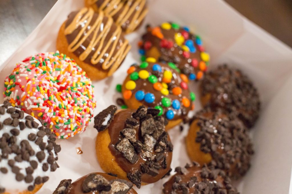 assorted doughnuts in box
